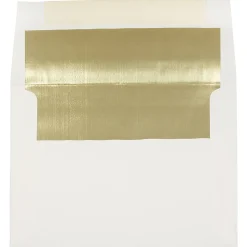 JAM Paper A7 Foil Lined Invitation Envelopes, 5.25 x 7.25, Ecru with Gold Foil, 50/Pack (2354150I)
