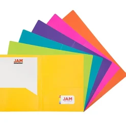 JAM Paper A4 Heavy Duty 2-Pocket Plastic Folders, Multicolored, Assorted Fashion Colors, 6/Pack (383HASRTFAA4)