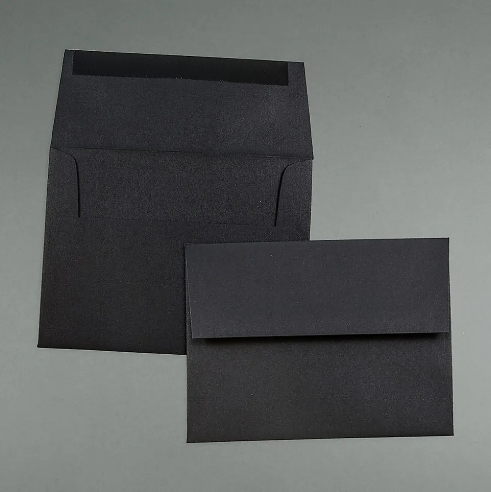 JAM Paper A2 Invitation Envelopes, 4.375 x 5.75, Black Linen, 50/Pack (64345I)