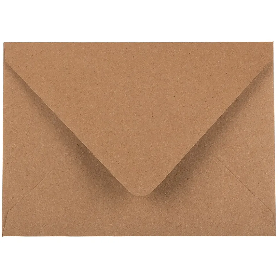 JAM Paper® A6 V-Flap Invitation Envelopes, 4.75 x 6.5, Brown Kraft Paper Bag, 25/Pack (63134660)