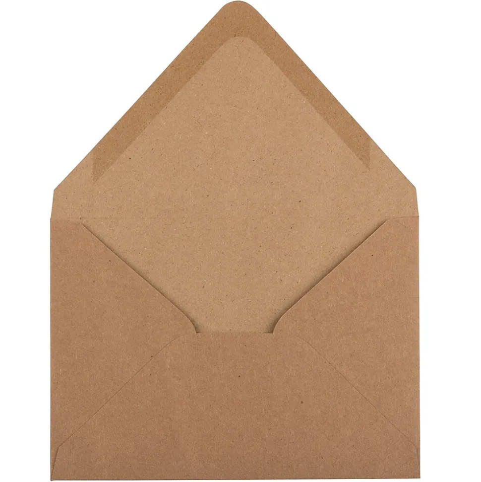 JAM Paper® A6 V-Flap Invitation Envelopes, 4.75 x 6.5, Brown Kraft Paper Bag, 25/Pack (63134660)