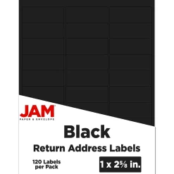 JAM Paper Address Labels, 1" x 2 5/8", Black, 30 Labels/Sheet, 4 Sheets/Pack (302228592)