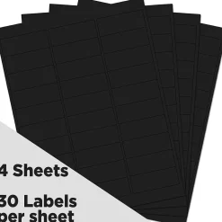 JAM Paper Address Labels, 1" x 2 5/8", Black, 30 Labels/Sheet, 4 Sheets/Pack (302228592)