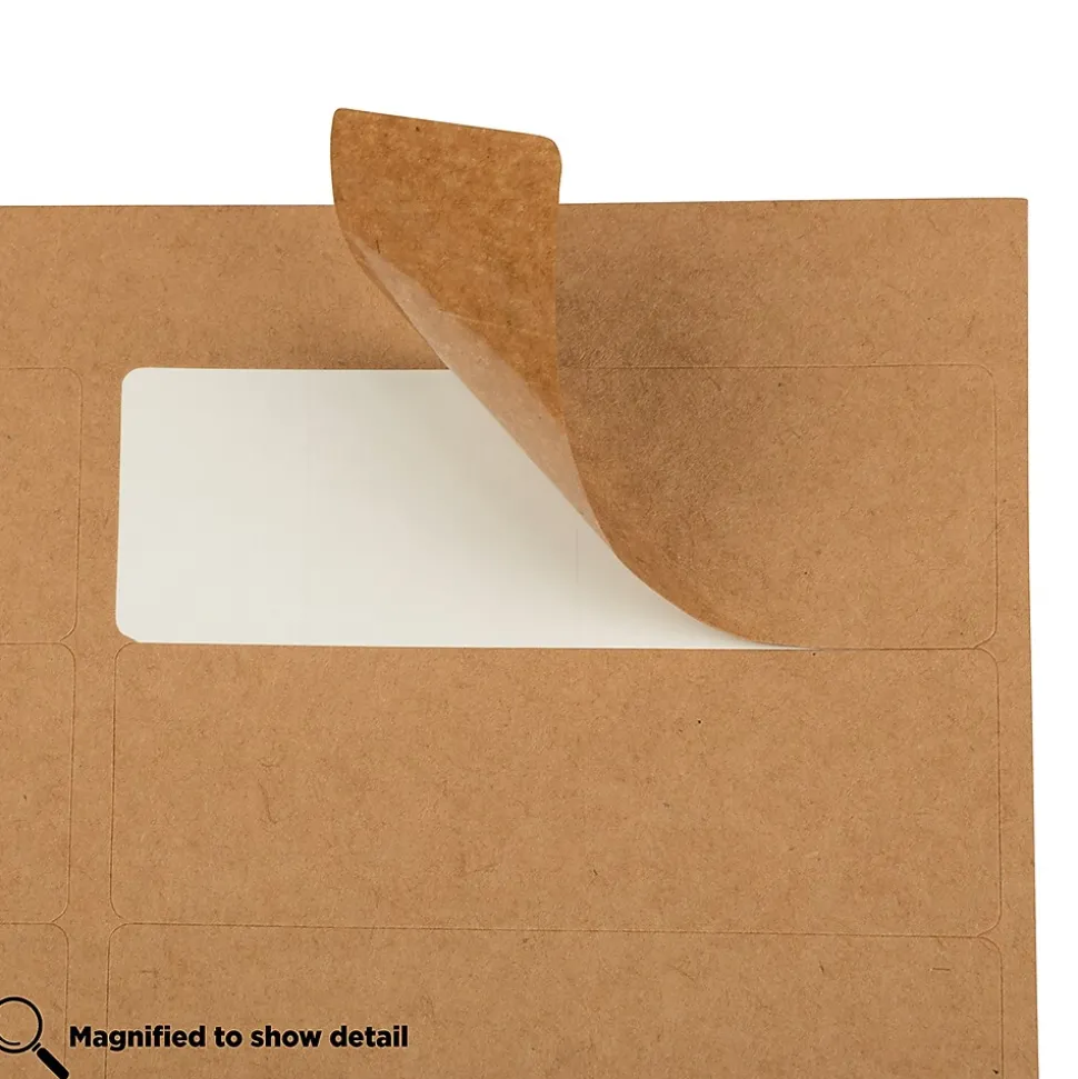 JAM Paper Address Labels, 1 1/3" x 4" , Brown Kraft, 14 Labels/Sheet, 9 Sheets/Pack (359330336)