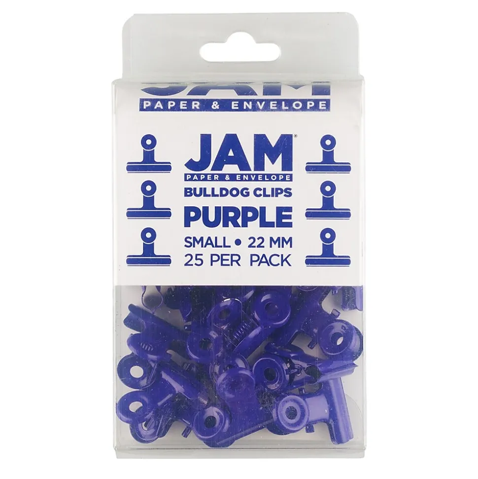 JAM Paper Bulldog Clip, Purple, 25/Pack (21632818)