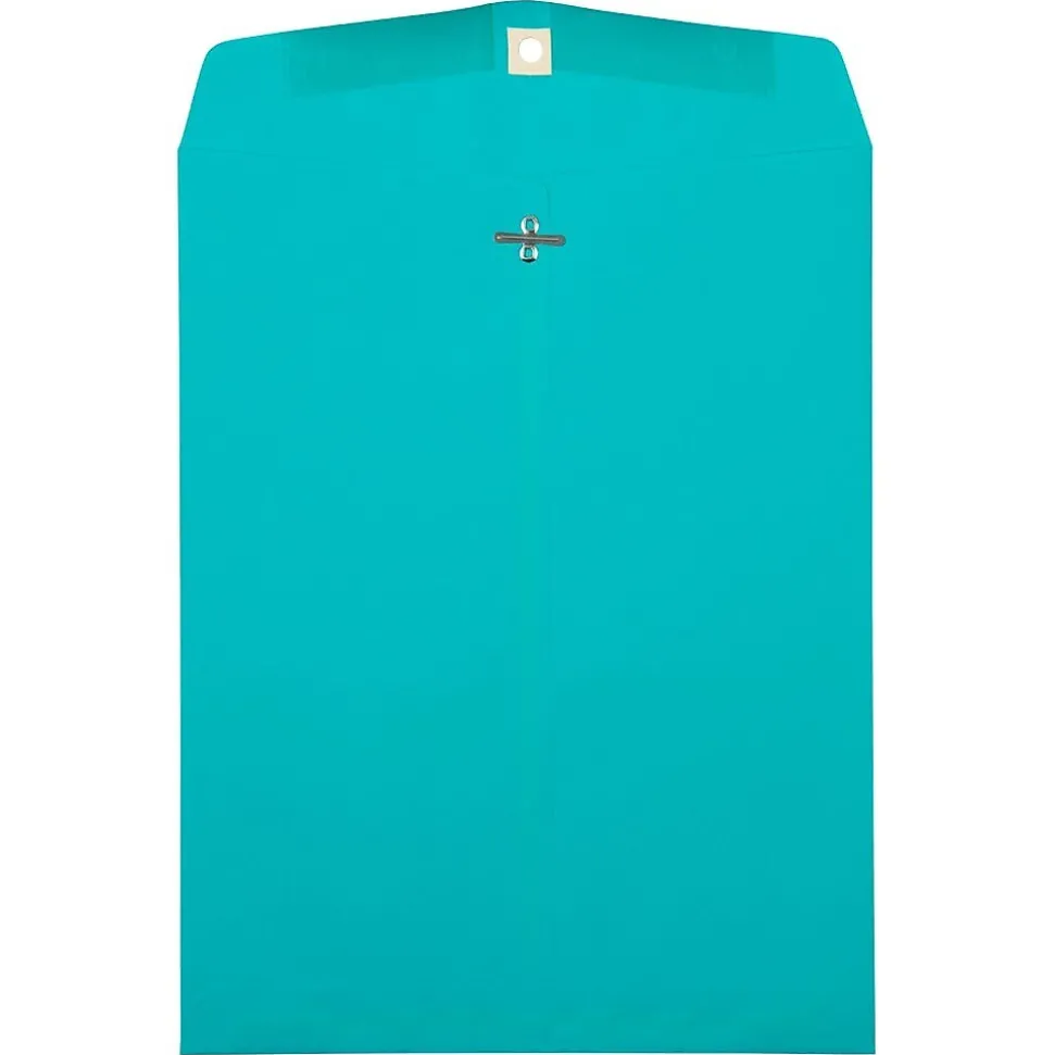 JAM Paper Clasp Catalog Envelope 10" x 13", Sea Blue, 50/Pack (900766073I)