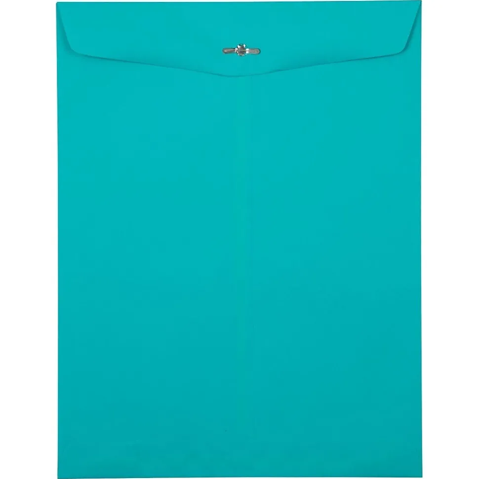 JAM Paper Clasp Catalog Envelope 10" x 13", Sea Blue, 50/Pack (900766073I)