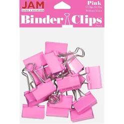 JAM Paper Colored Binder Clips, Medium, 5/8" Capacity, Pink, 15/Pack (339BCPI)
