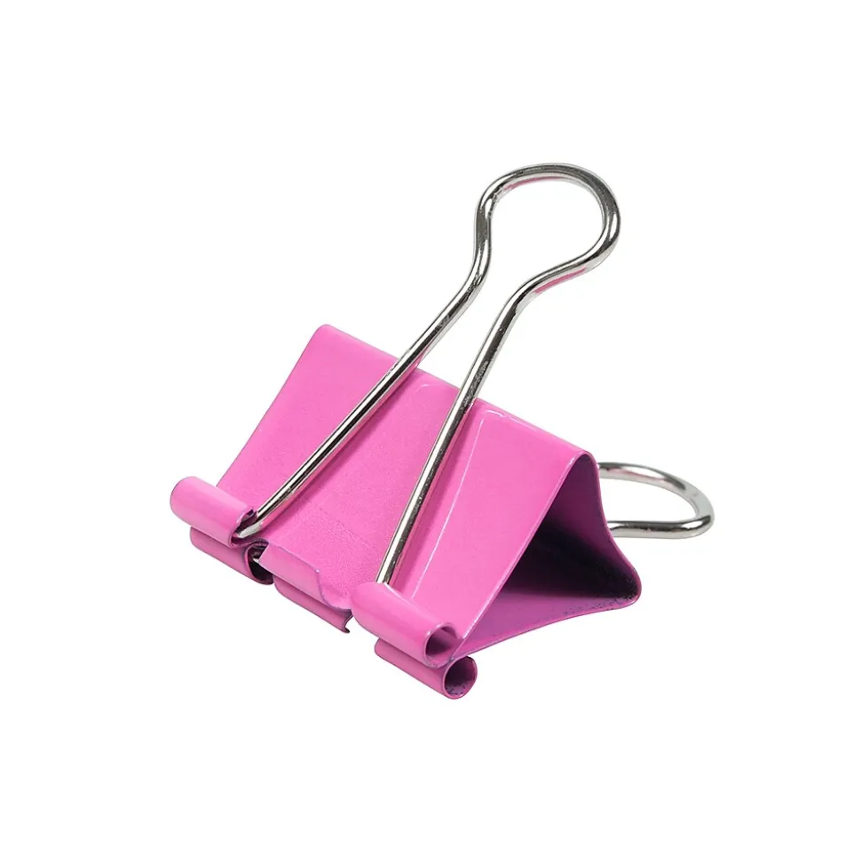 JAM Paper Colored Binder Clips, Medium, 5/8" Capacity, Pink, 15/Pack (339BCPI)