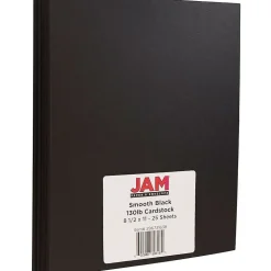 JAM Paper Extra Heavyweight 130 lb. Cardstock Paper, 8.5" x 11", Black, 25 Sheets/Pack (296731638)