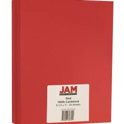 JAM Paper Extra Heavyweight 130 lb. Cardstock Paper, 8.5" x 11", Red, 25 Sheets/Pack (295731621)