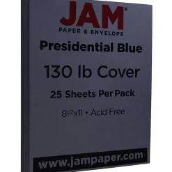 JAM Paper Extra Heavyweight 130 lb. Cardstock Paper, 8.5" x 11", Navy Blue, 25 Sheets/Pack (296131627)