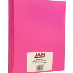 JAM Paper Extra Heavyweight 130 lb. Cardstock Paper, 8.5" x 11", Magenta Pink, 25 Sheets/Pack (296331630)
