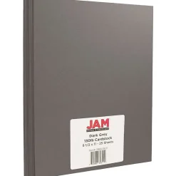 JAM Paper Extra Heavyweight 130 lb. Cardstock Paper, 8.5" x 11", Dark Gray, 25 Sheets/Pack (296631631)
