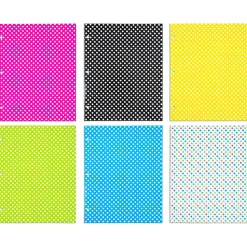 JAM Paper Glossy 3-Hole Punched 2-Pocket Folders, Multicolored, Assorted Polka Dot, 6/Pack (31237926)