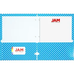 JAM Paper Glossy 3-Hole Punched 2-Pocket Folders, Multicolored, Assorted Polka Dot, 6/Pack (31237926)
