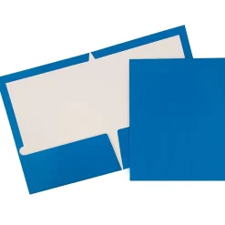 JAM Paper Glossy 2-Pocket Portfolio Folder, Blue, 6/Pack (385Gbua)