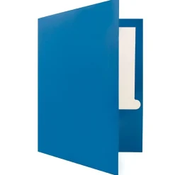 JAM Paper Glossy 2-Pocket Portfolio Folder, Blue, 6/Pack (385Gbua)