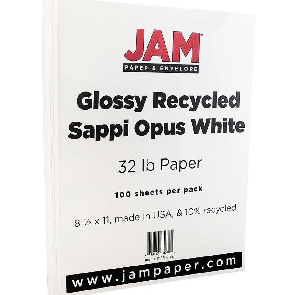 JAM Paper Glossy Presentation Paper, 8.5" x 11", 100 Sheets/Pack (1034701D)