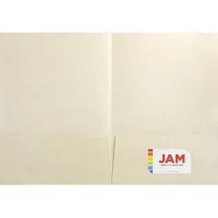 JAM Paper Handmade Two-Pocket Recycled Presentation Folders, Ivory Metallic, 100/Box (05964488B)