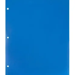 JAM Paper Heavy Duty 3 Hole Punch Two-Pocket Plastic Folders, Blue, 6/Pack (383HPBBUB)