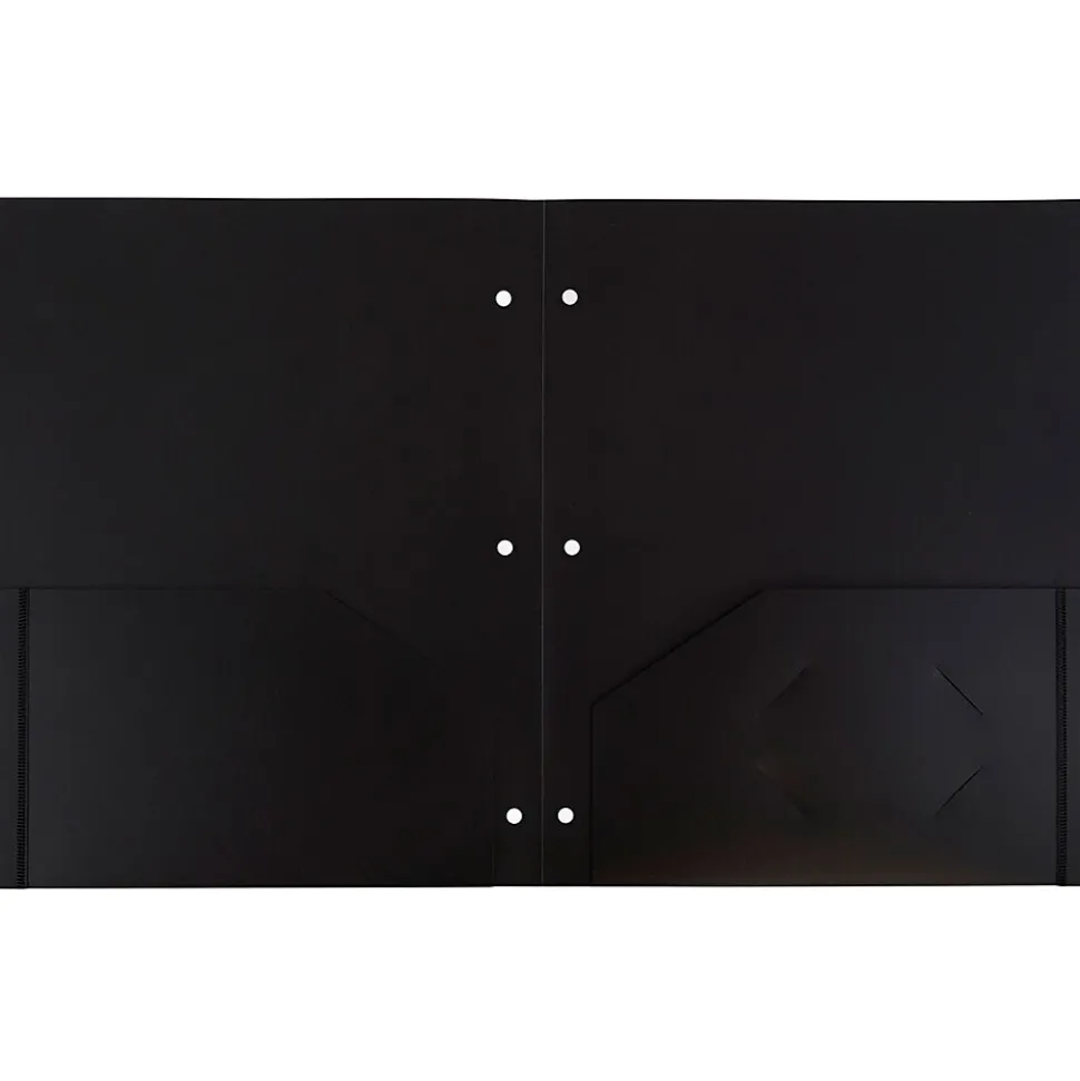 JAM Paper Heavy Duty 3 Hole Punch Two-Pocket Plastic Folders, Black, 108/Pack (383HHPBUA)