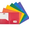 JAM Paper Heavy Duty 2 Pocket Folder, Plastic, Assorted Primary Colors, 12/Pack (383Hrgbyopb)