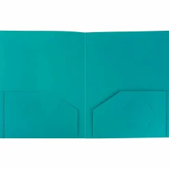 JAM Paper Heavy Duty 2-Pocket Folder, Teal Blue, 6/Pack (383hted)