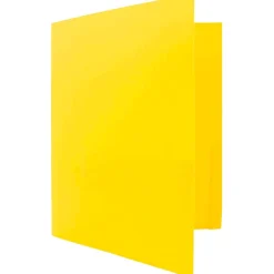 JAM Paper Heavy Duty 2-Pocket Plastic Folders, Yellow, 6/Pack (383HYED)
