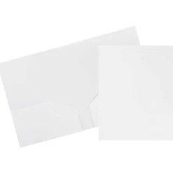 JAM Paper Heavy Duty Two-Pocket Plastic Folders, White, 6/Pack (383HWHD)