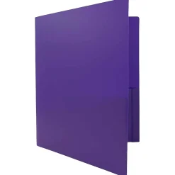 JAM Paper Heavy Duty Two-Pocket Plastic Folders, Purple, 6/Pack (383NPURPLED)
