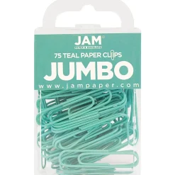 JAM Paper Jumbo Paper Clips, Teal, 3 Packs of 75 (21832065B)