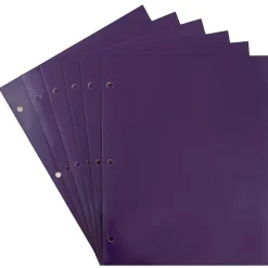 JAM Paper Laminated Glossy 3 Hole Punch Two-Pocket Folders, Purple, 6/Pack (385GHPPUA)