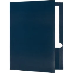 JAM Paper Laminated Two Glossy 2 Pocket Cardstock Presentation Folder, Navy Blue, 50/Box (5042523C)