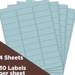 JAM Paper Laser/Inkjet Address Label, 1" x 2 5/8", Baby Blue, 30 Labels/Sheet, 4 Sheets/Pack (4052894)
