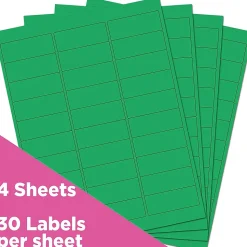 JAM Paper Laser/Inkjet Mailing Address Label, 1" x 2 5/8", Green, 30 Labels/Sheet, 4 Sheets/Pack (302725772)