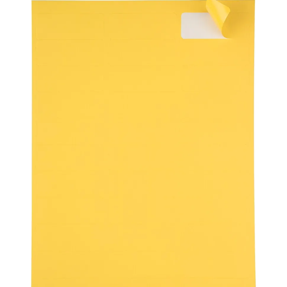 JAM Paper Laser/Inkjet Mailing Address Label, 1" x 2 5/8", Yellow, 30 Labels/Sheet, 4 Sheets/Pack (302725801)