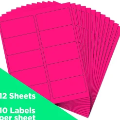 JAM Paper Laser/Inkjet Shipping Labels, 2" x 4", Neon Pink, 10 Labels/Sheet, 12 Sheets/Pack (354328023)