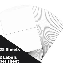 JAM Paper Laser/Inkjet Shipping Labels, 5 1/2" x 8 1/2", White, 2 Labels/Sheet, 25 Sheets/Pack (359430339)