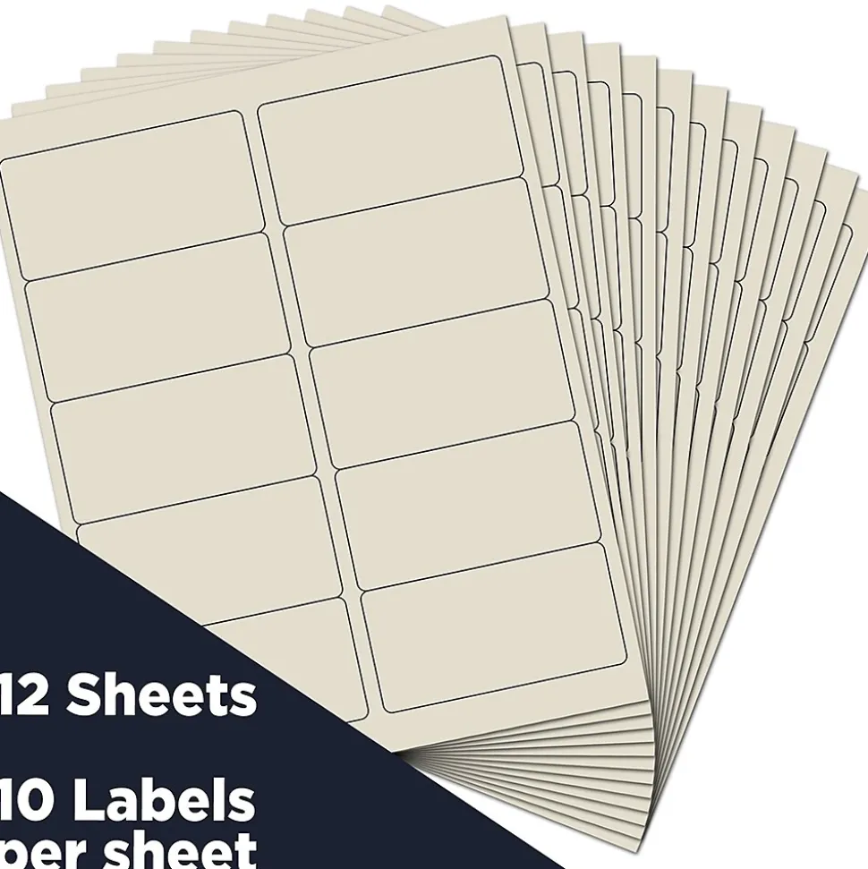 JAM Paper Laser/Inkjet Shipping Shipping Labels, 2" x 4", Ivory, 10 Labels/Sheet, 12 Sheets/Pack (17966070)