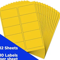 JAM Paper Laser/Inkjet Shipping Address Labels, 2" x 4", Yellow, 10 Labels/Sheet, 12 Sheets/Pack (302724410)