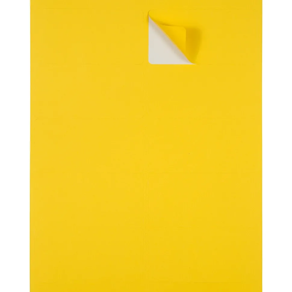 JAM Paper Laser/Inkjet Shipping Address Labels, 2" x 4", Yellow, 10 Labels/Sheet, 12 Sheets/Pack (302724410)