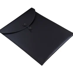 JAM Paper® Leather Portfolio Open End Envelope with Button and String, 9.5 x 12.5, Black, Sold Individually (CF65LBL)