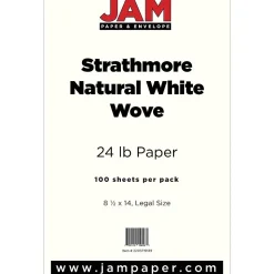 JAM Paper® Legal Strathmore 24lb Paper, 8.5 x 14, Natural White Wove, 100 Sheets/Pack (2203719139)