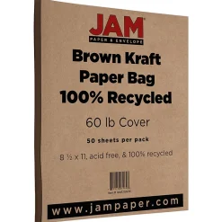 JAM Paper Matte 60 lb. Cardstock Paper, 8.5" x 11", Brown Kraft, 50 Sheets/Pack (LEKR120606)