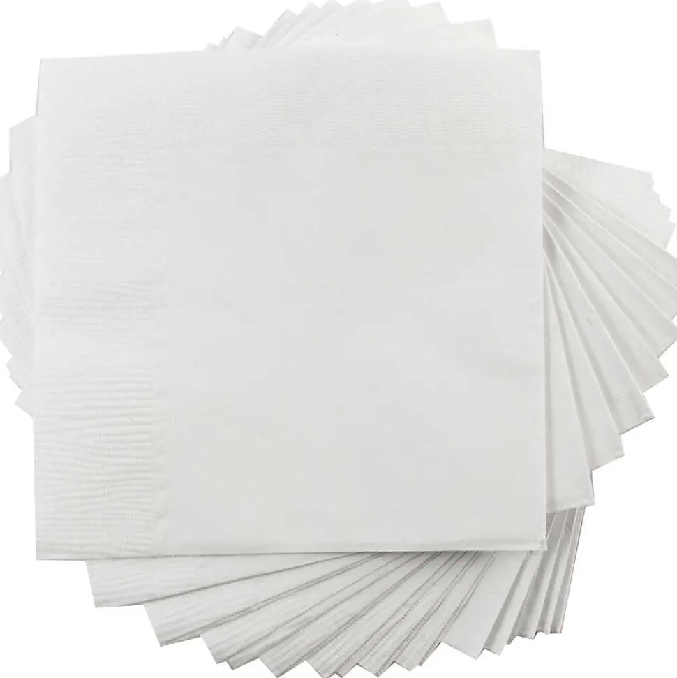 JAM Paper Medium Lunch Napkins, 2-Ply, White, 50 Napkins/Pack (6255620732)
