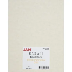 JAM Paper Parchment 65 lb. Cardstock Paper, 8.5" x 11", Brown, 250 Sheets/Ream (96700100B)
