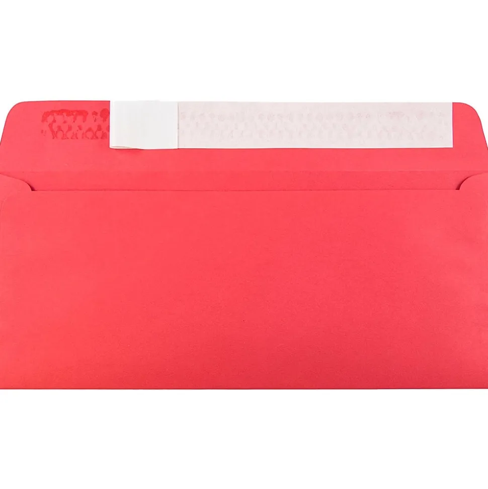 JAM Paper Peel & Seal #10 Business Envelope, 4 1/8" x 9 1/2", Christmas Red, 50/Pack (11789I)
