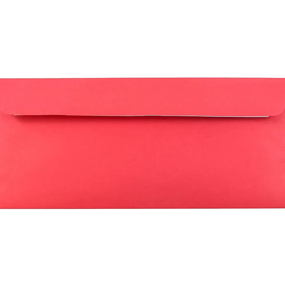 JAM Paper Peel & Seal #10 Business Envelope, 4 1/8" x 9 1/2", Christmas Red, 50/Pack (11789I)