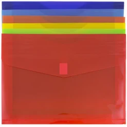JAM Paper® Plastic Envelopes with Hook & Loop Closure, Letter Size, Assorted Colors, 6/Pack (218V2OLIPRYS)